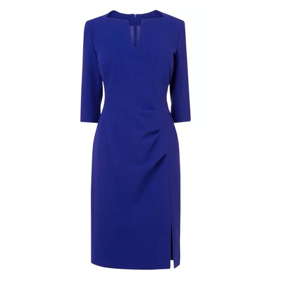 LK Bennett Dr Kiel Blue Pleat Dress Kate Middleton Women's Size 4 Classic Classy - Picture 1 of 11